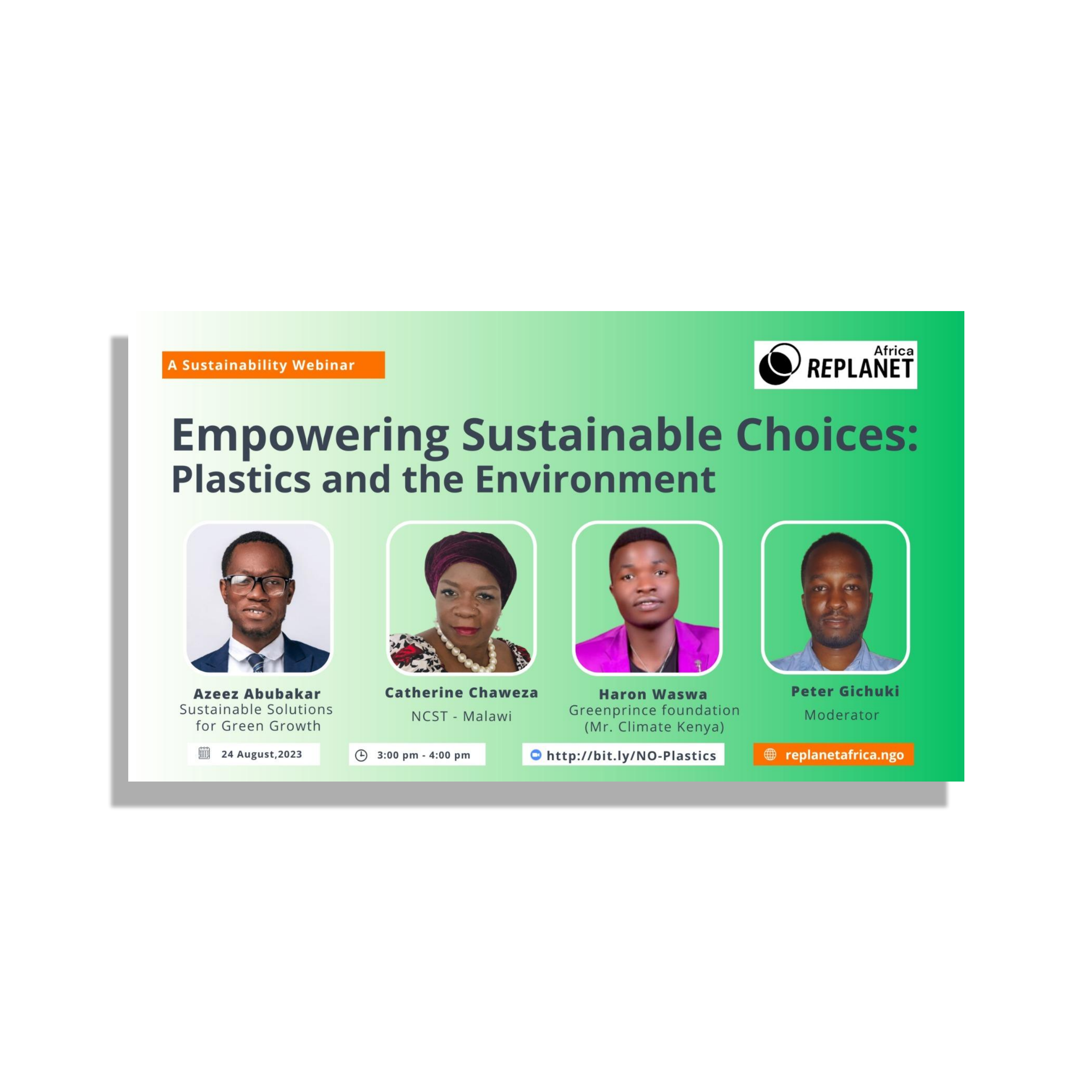 SSforGG Founder joined Replanet Africa's Webinar on Empowering Sustainable Choices - Plastics and the Environment